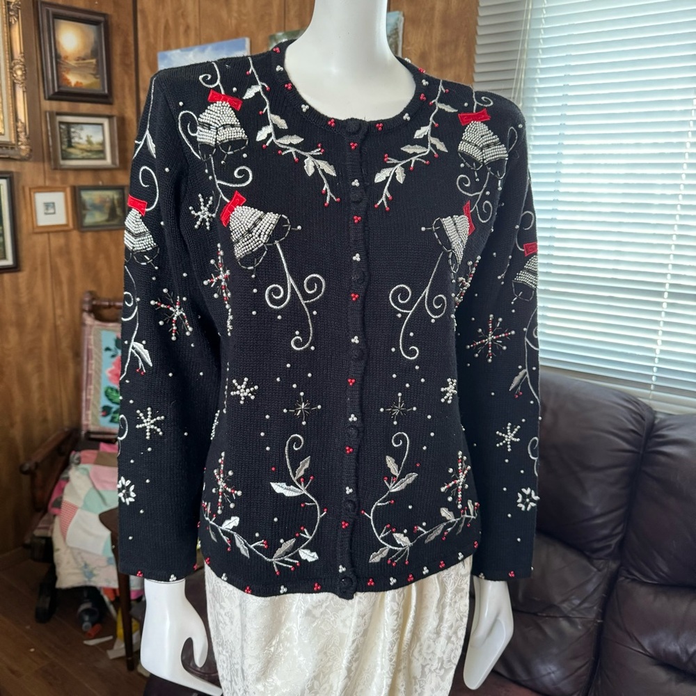 Christmas Beaded Boho Cottagecore Sweater